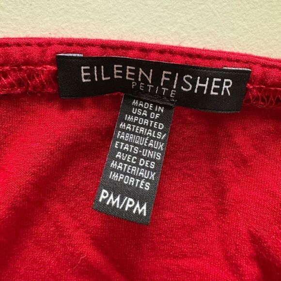Eileen Fisher Tunic Top Sz M Petite Red Stretch Viscose Blend Stretchy Lagenlook - Picture 2 of 6